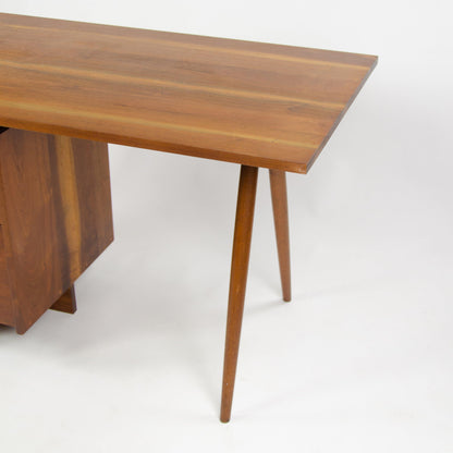 1956 George Nakashima Studio Single Pedestal Black Walnut Desk w/ Spindle Legs - Rarify Inc.