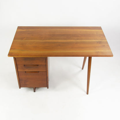 1956 George Nakashima Studio Single Pedestal Black Walnut Desk w/ Spindle Legs - Rarify Inc.