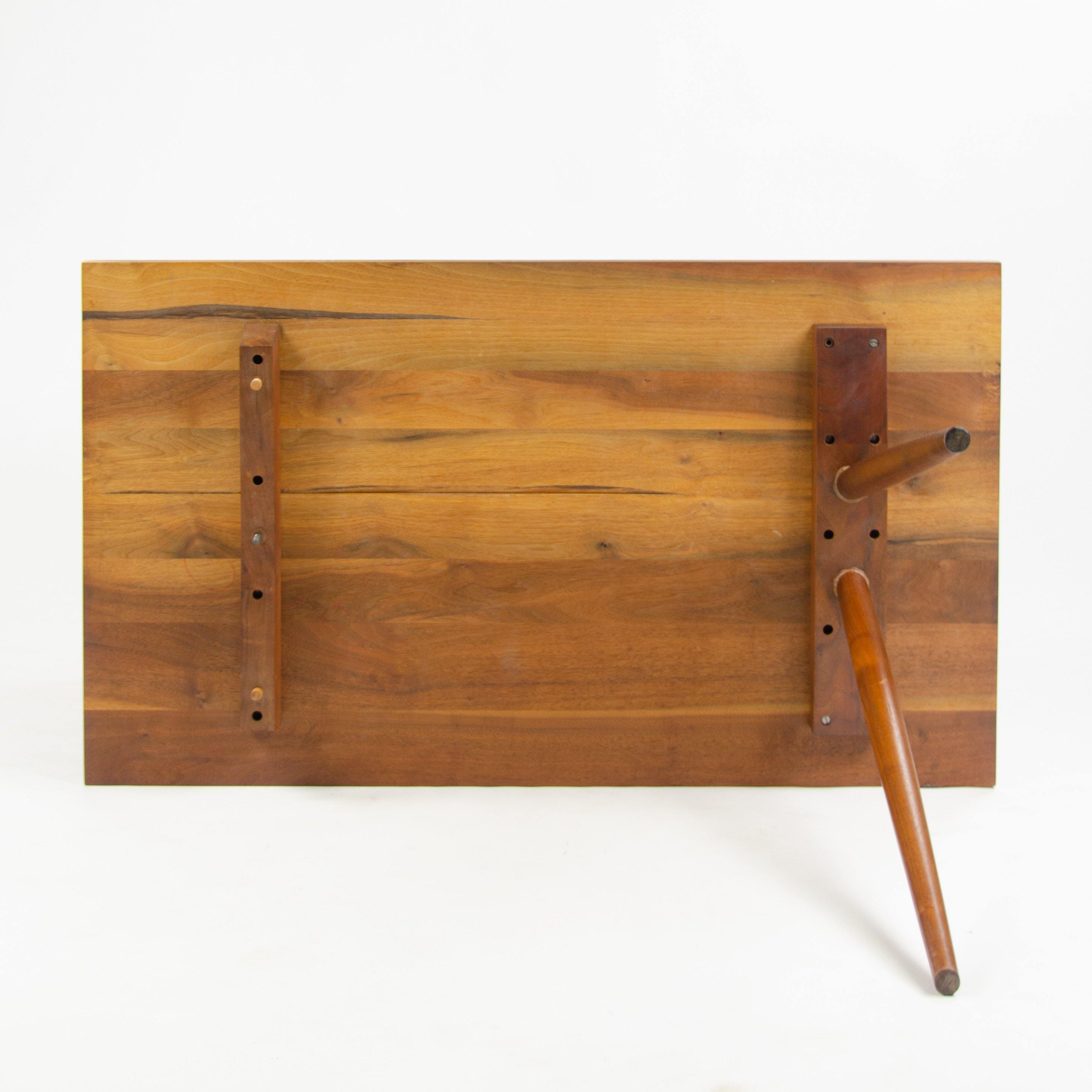 1956 George Nakashima Studio Single Pedestal Black Walnut Desk w/ Spindle Legs - Rarify Inc.