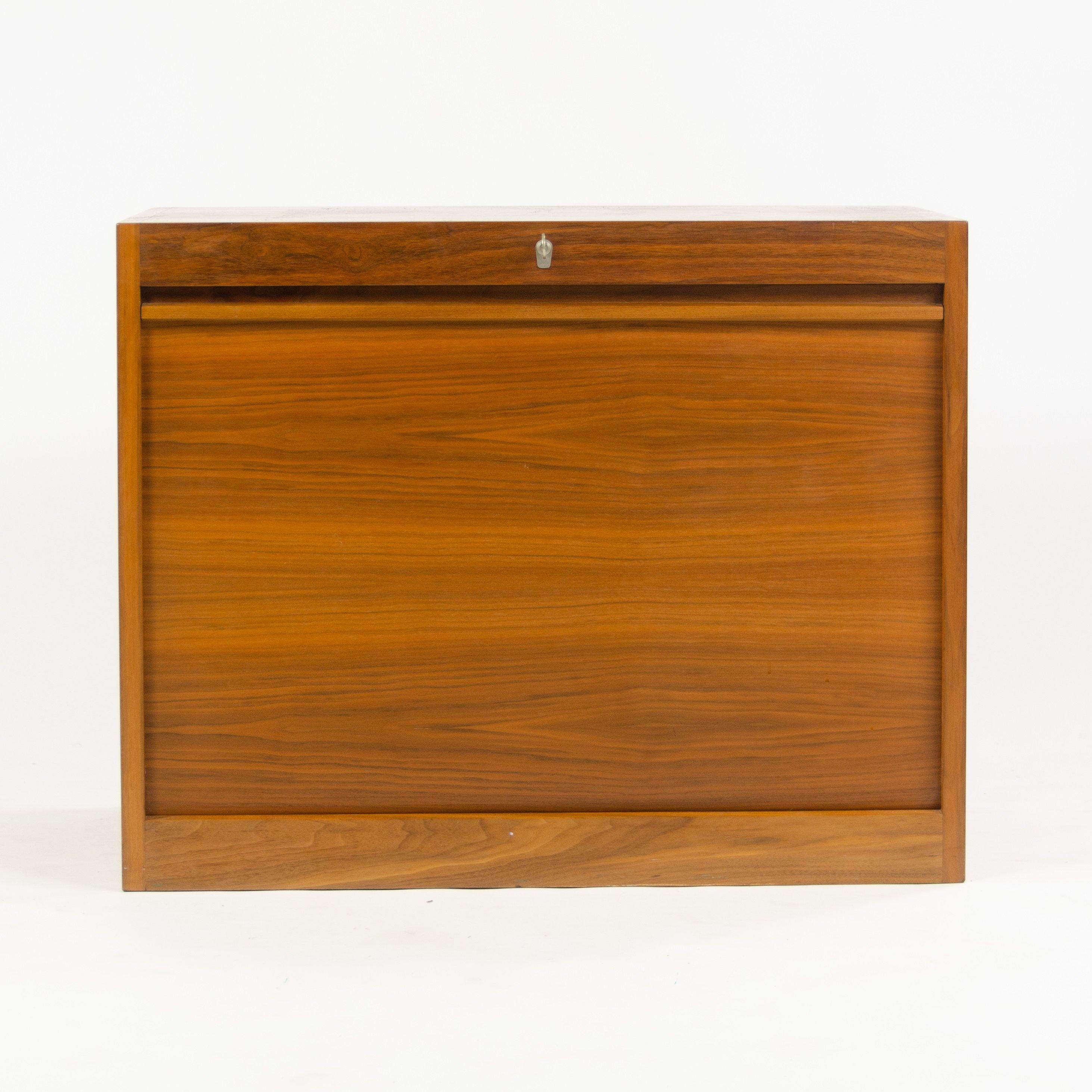 1970s Hans Wegner Johannes Hansen Denmark Tambour Walnut Cabinet Storage System - Rarify Inc.