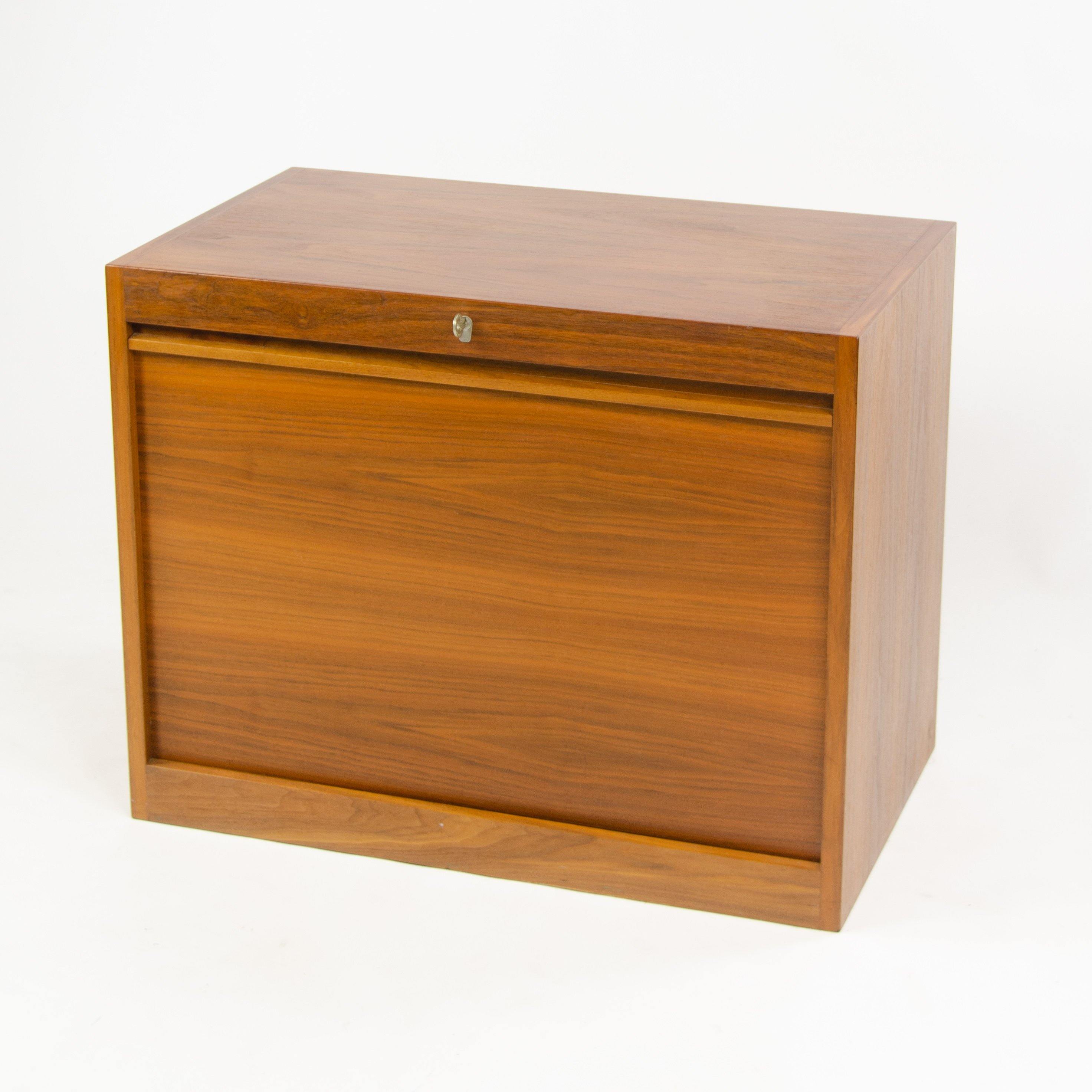 1970s Hans Wegner Johannes Hansen Denmark Tambour Walnut Cabinet Storage System - Rarify Inc.