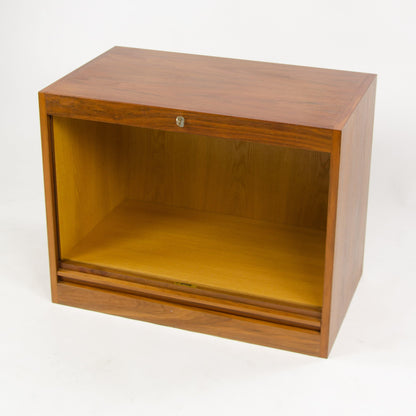 1970s Hans Wegner Johannes Hansen Denmark Tambour Walnut Cabinet Storage System - Rarify Inc.