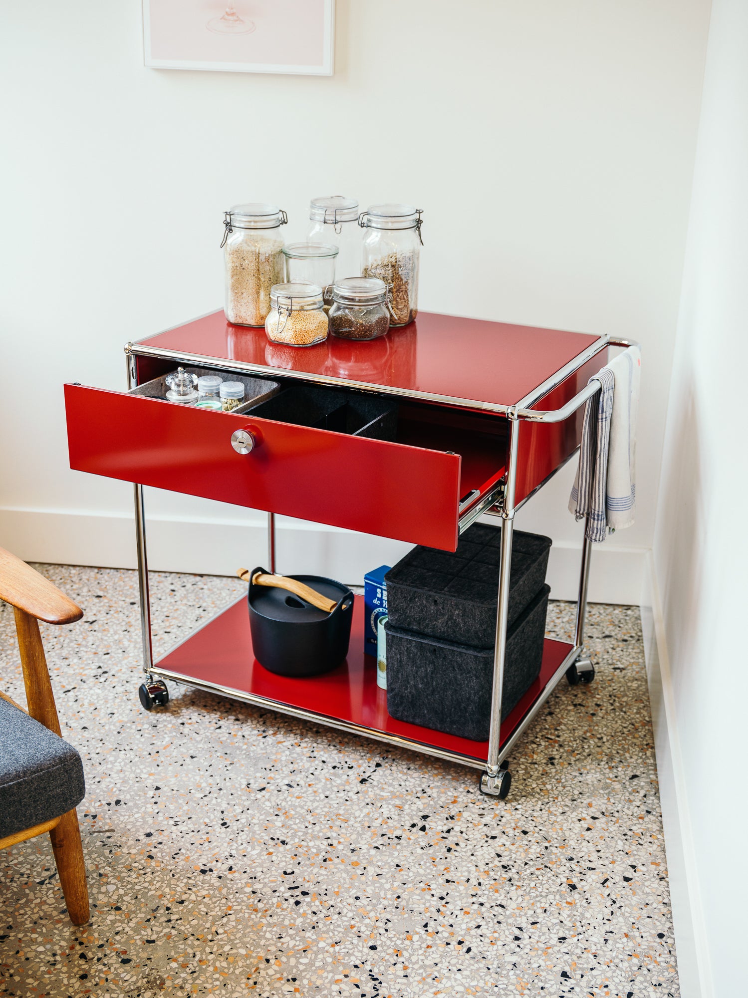 USM Haller Bar Cart — L18 by Fritz Haller And Paul Schaerer — Rarify